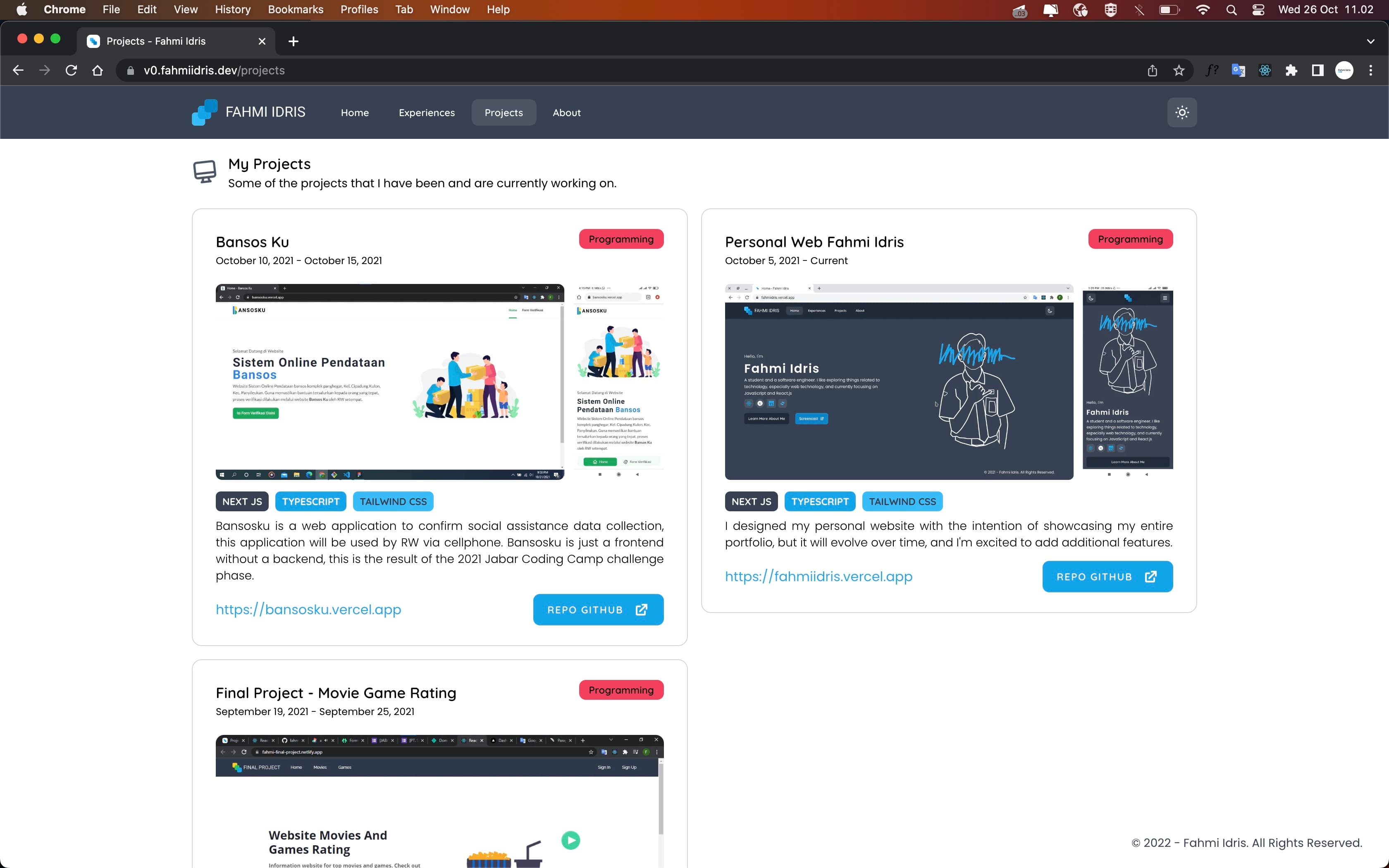 Projects Page